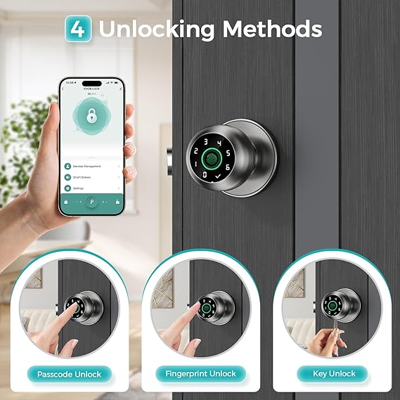 Fingerprint and Keypad Input Smart Door knob